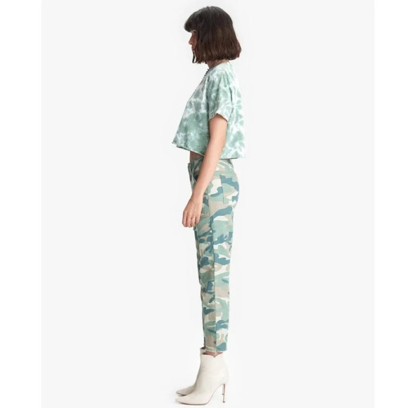 Mother Blue Green Camo The Shaker Chop Crop Pants Size 23 Raw-Edge Hem M… - Picture 3 of 10